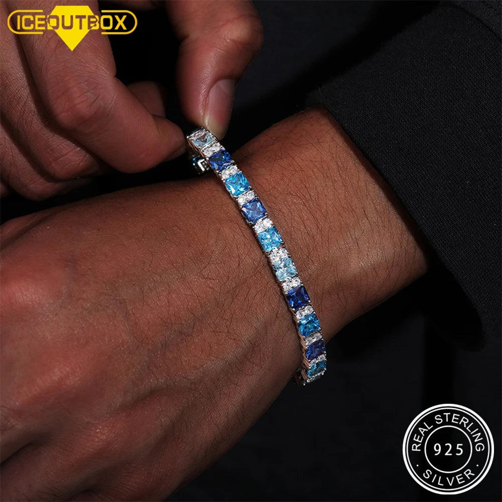 Gradient Blue Square Tennis Bracelet