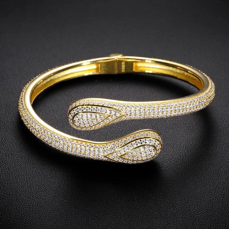 TUHE Luxury Moissanite 925 Silver Hip-Hop Bangle