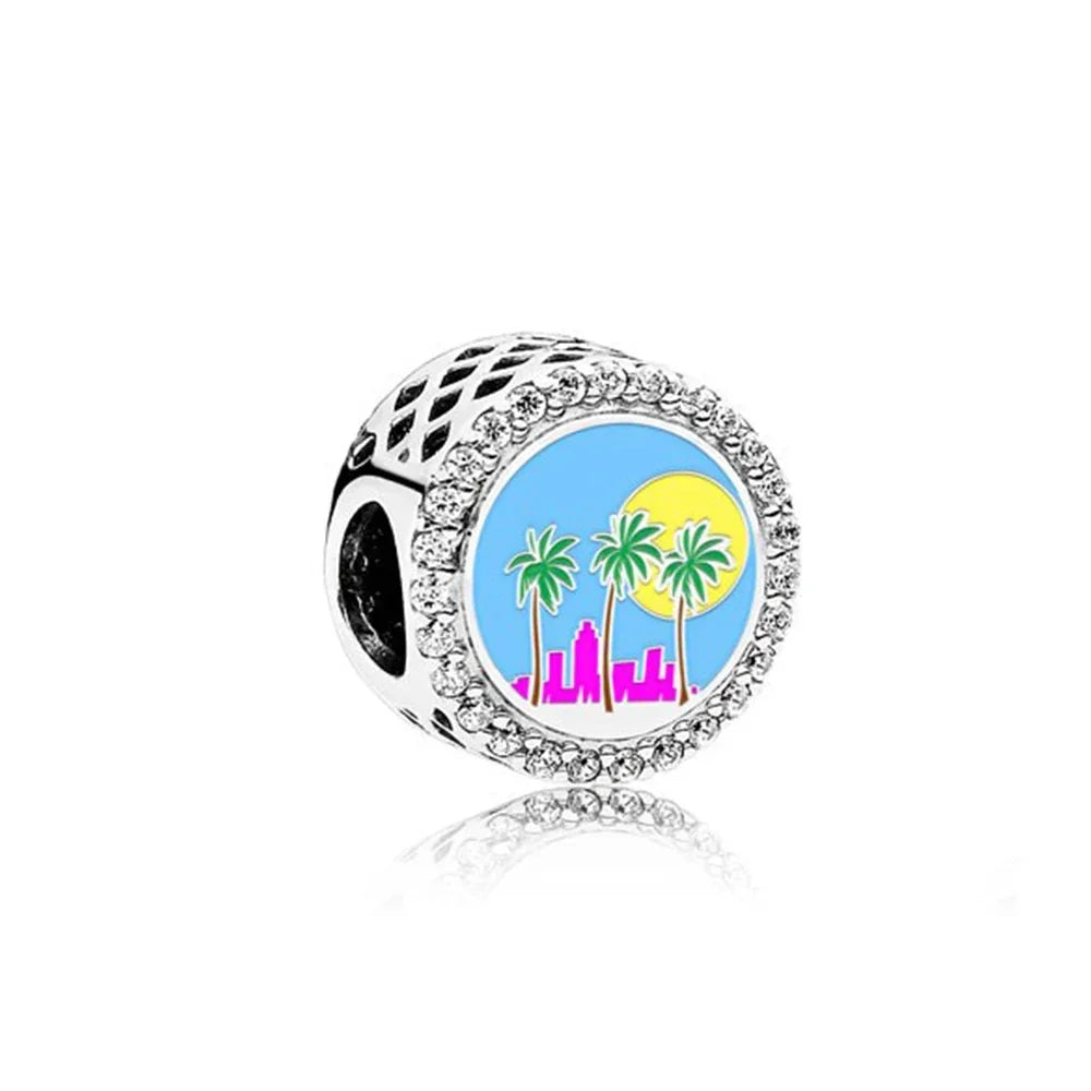 Silver Florida Beach Sunset Palm Charm
