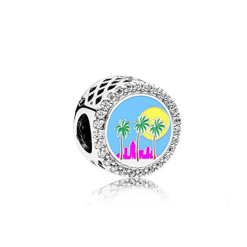 Silver Florida Beach Sunset Palm Charm