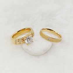 Gold Plated CZ Diamond Wedding Rings for Couples