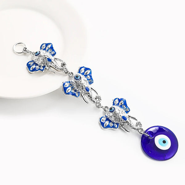 Blue Evil Eye Elephant Keychain Amulet