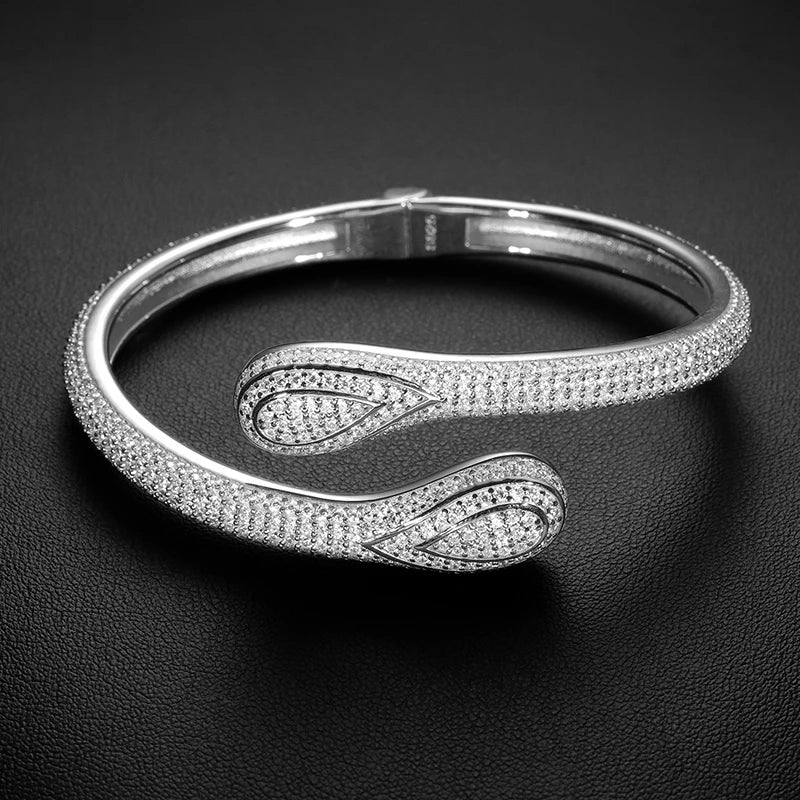 TUHE Luxury Moissanite 925 Silver Hip-Hop Bangle