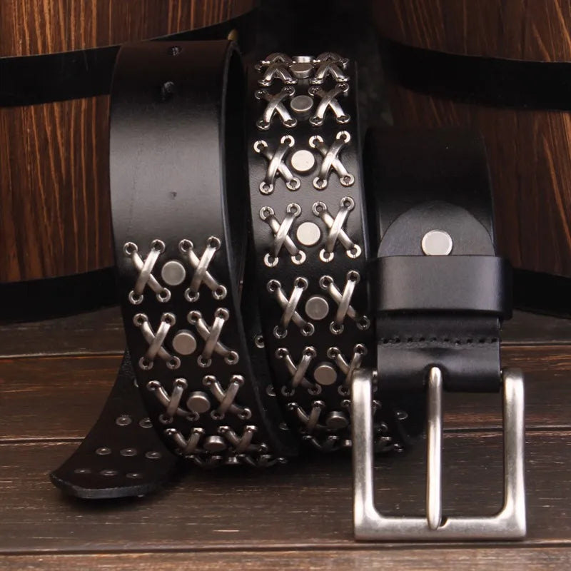 Genuine Leather Punk Rock Belt