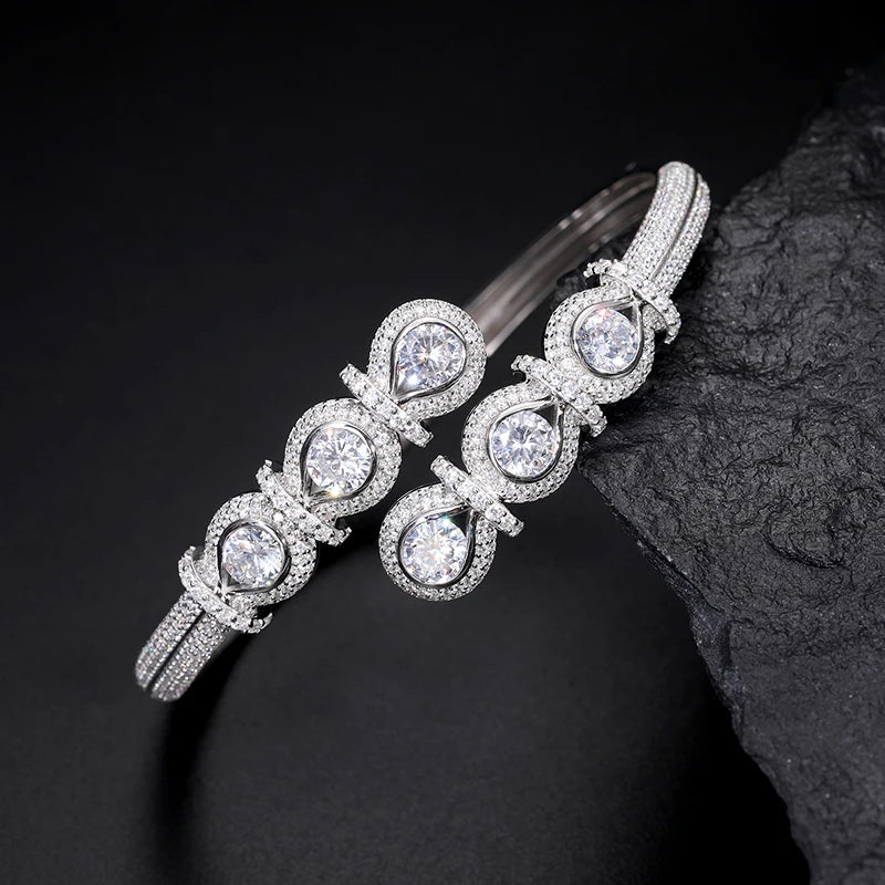 TUHE Luxury Moissanite 925 Silver Hip-Hop Bangle