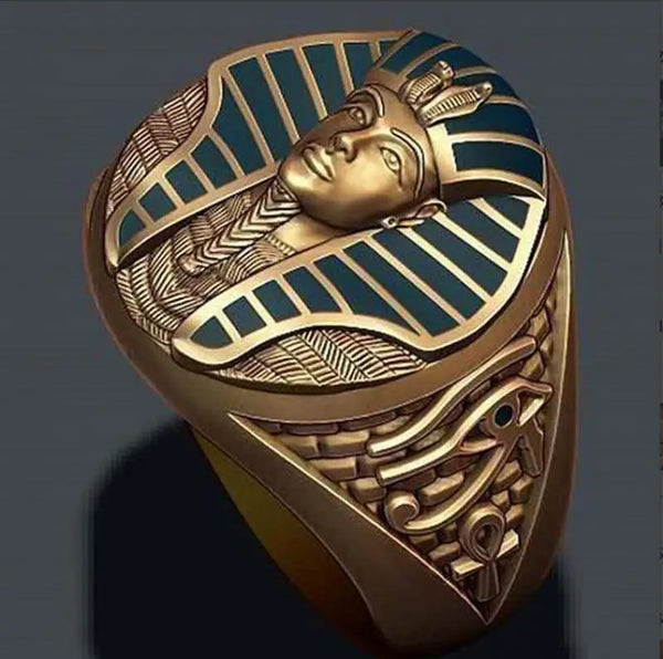 Egyptian Green Pharaoh Portrait Ring