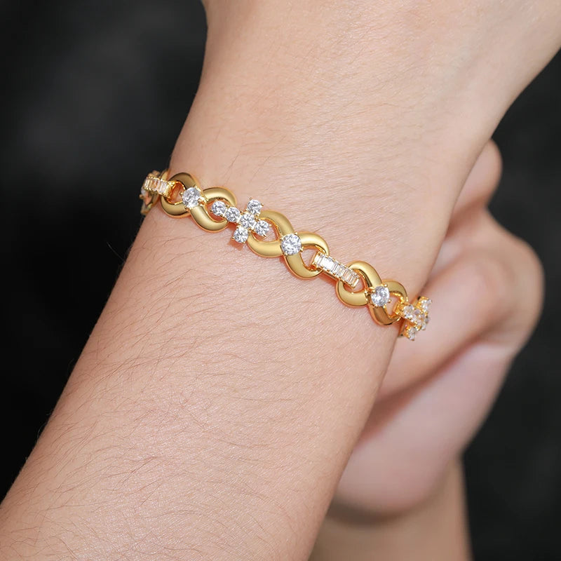 S925 Iced Out Cross Infinity Bracelet