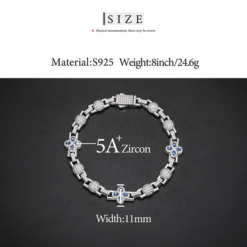 TUHE 925 Silver Moissanite Cuban Chain