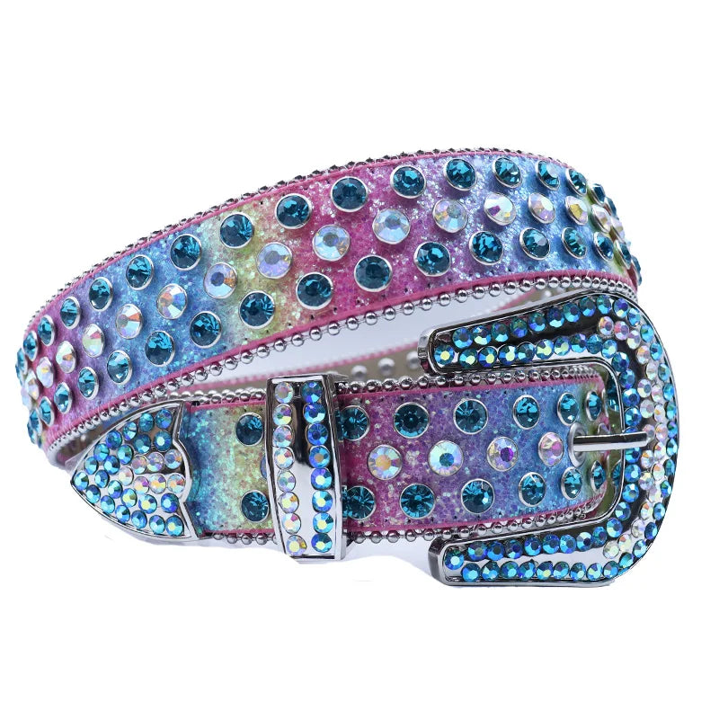 Rhinestone Western Cowboy Belt for Women Unisex