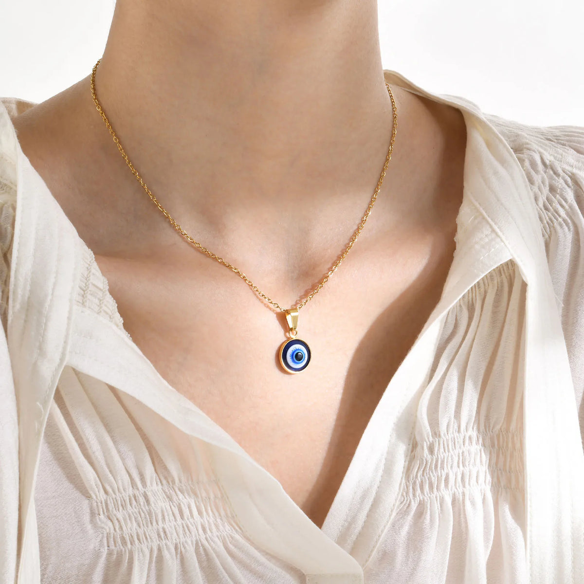 Evil Eye Circle Pendant Necklace