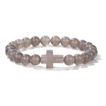 Natural Stone Cross Beaded Bracelet