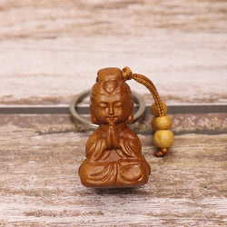 Buddha Wood Keychain 