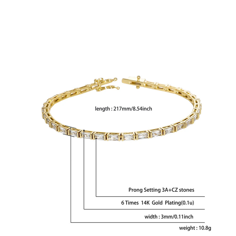 TOPGRILLZ Baguette Couple Tennis Bracelet