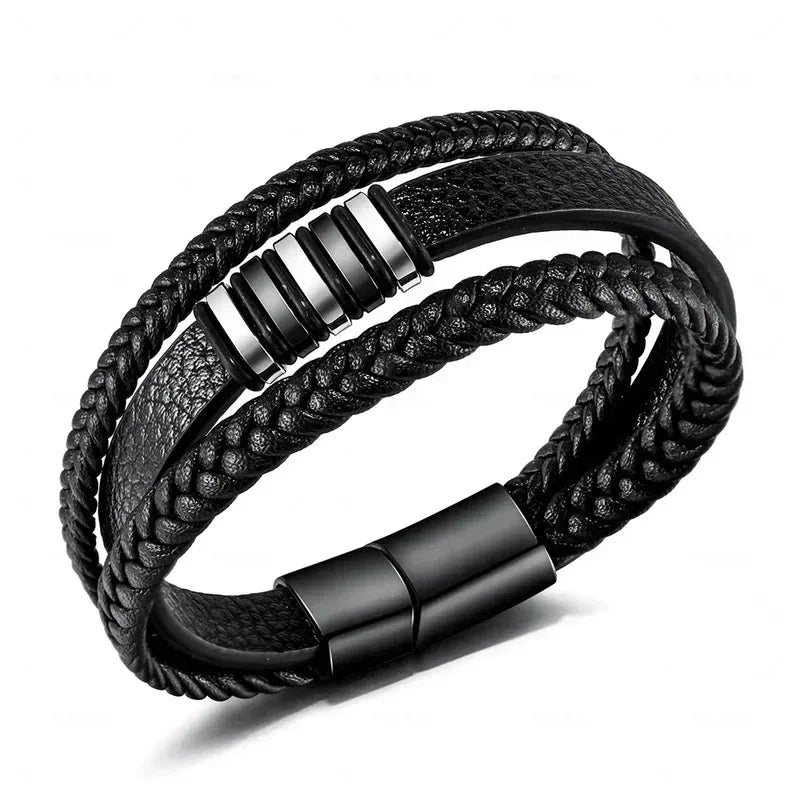 Men's Leather Chain Bracelet 