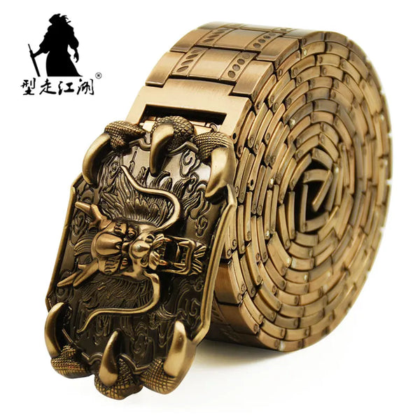 Men's Retro Dragon Belt – Gold Stainless Steel Hip Hop Punk Style