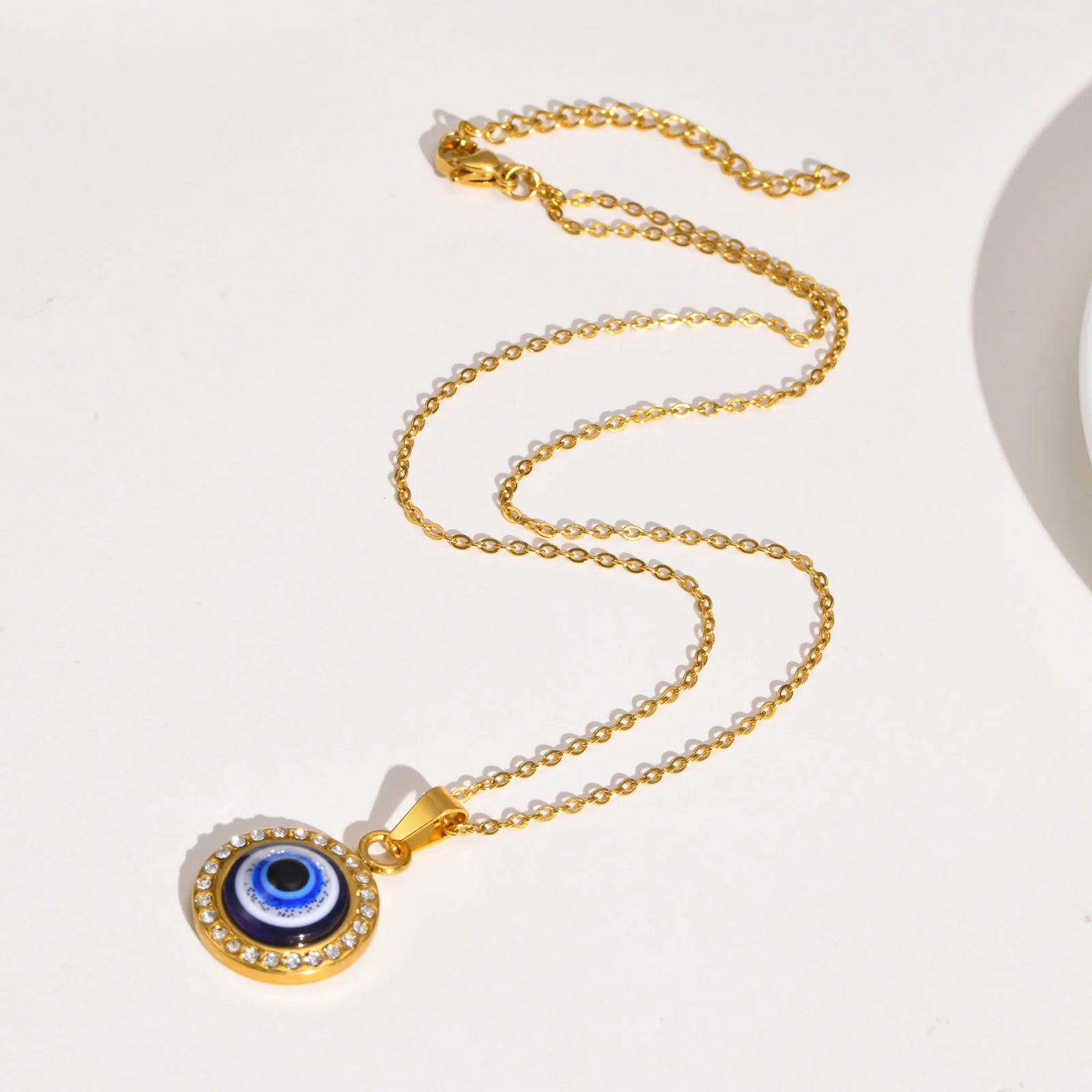 Evil Eye Circle Pendant Necklace