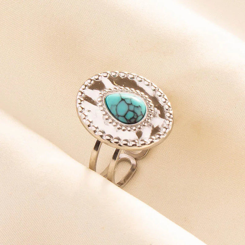 Boho Turquoise Adjustable Ring 