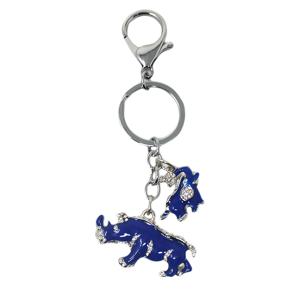 Feng Shui Blue Rhino and Elephant Protection Keychain