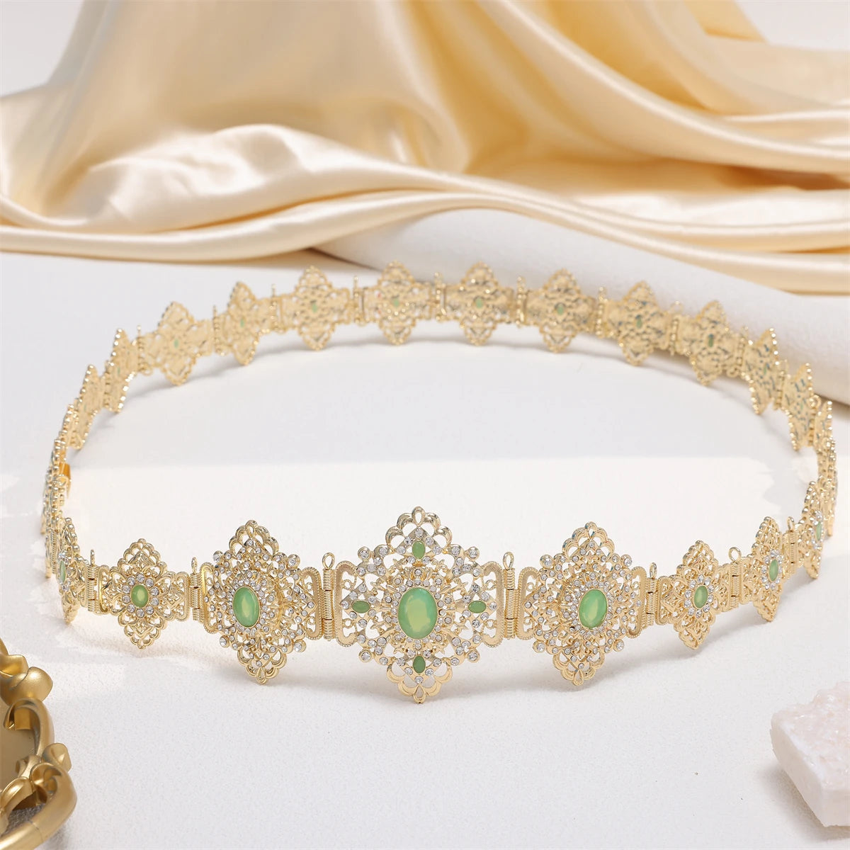 Middle Eastern Bride Retro Alloy Belt With Shiny Rhinestone Clothing Matching Chain Moroccan Waist Chain