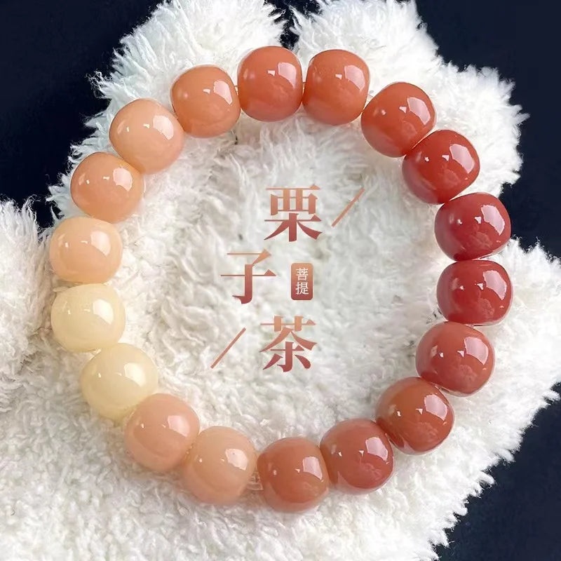 Large Natural Bodhi Root Bracelet with Buddha Beads