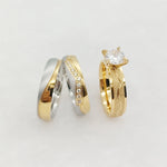Exotic Golden Wedding & Engagement Rings Set