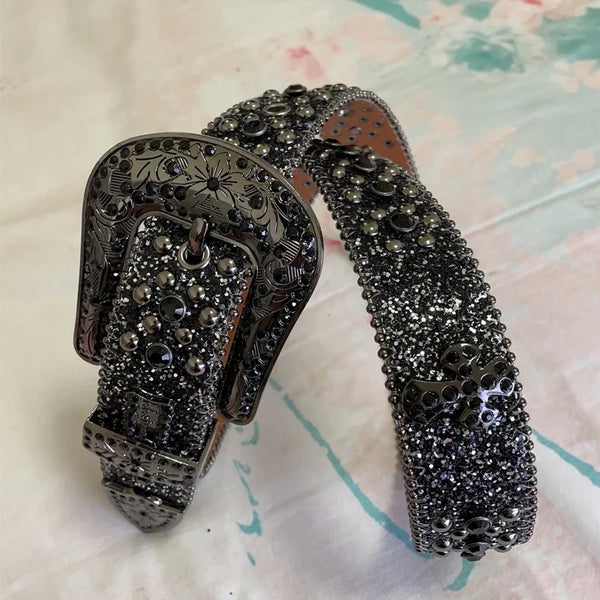 NOWISBB Y2K Rhinestone Belt – Western Cowgirl Bling Designer