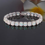 White Fire Opal Chain Bracelet for Women