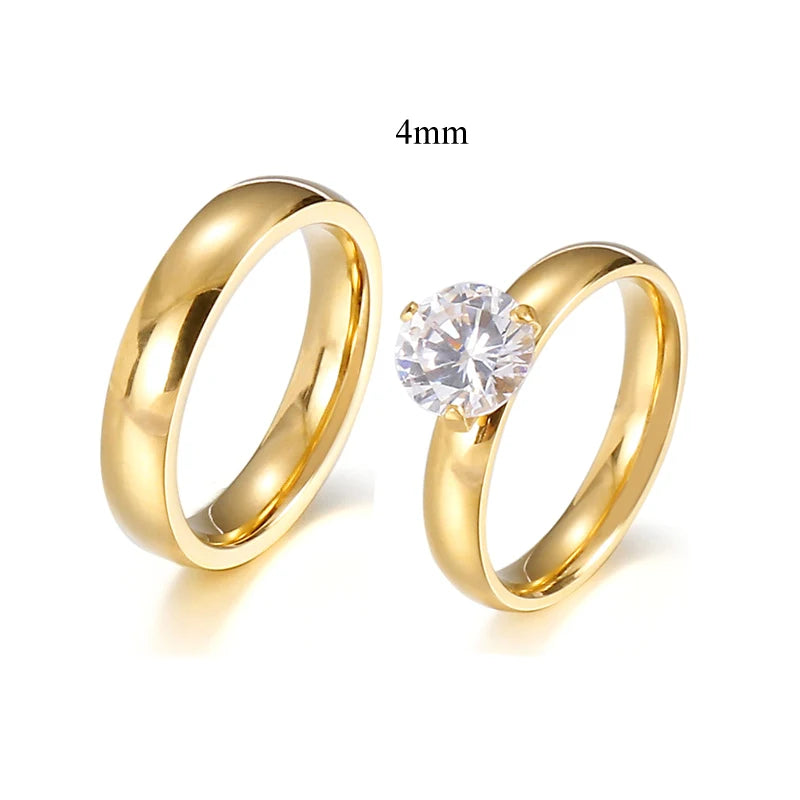 Gold Plated CZ Diamond Wedding Rings for Couples