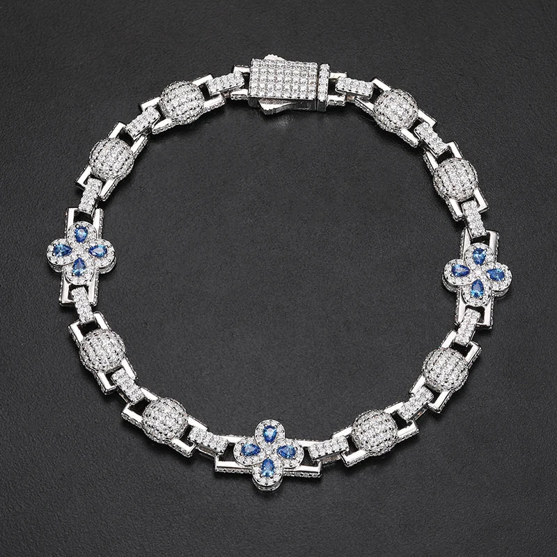 TUHE 925 Silver Moissanite Cuban Chain