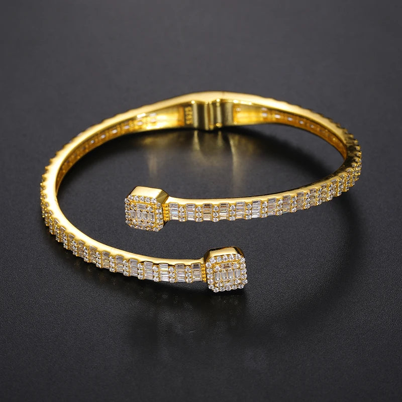 TUHE Luxury Moissanite 925 Silver Hip-Hop Bangle