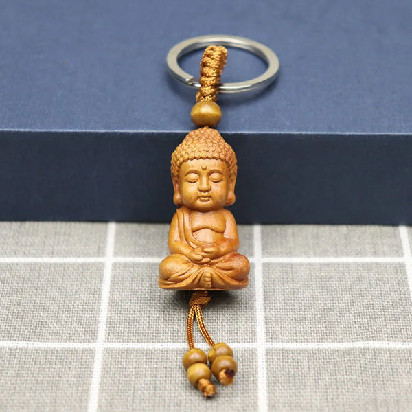 Buddha Wood Keychain 