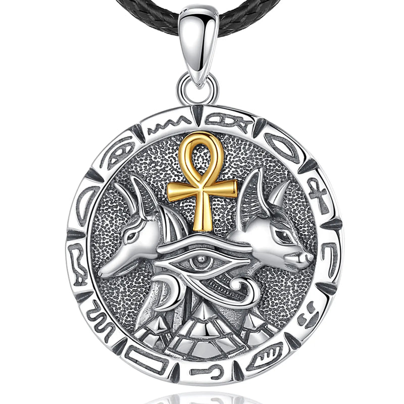 Eudora 925 Silver Anubis Necklace - Egyptian Wolf Pendant