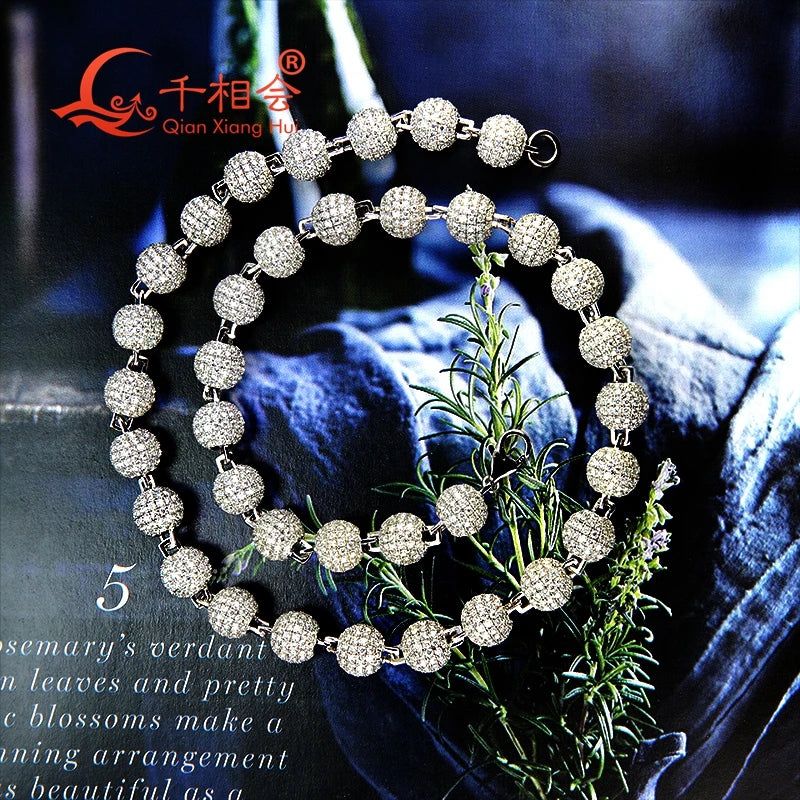 Buddha Beads Necklace - Silver 925 Cuban Link Moissanite Chain