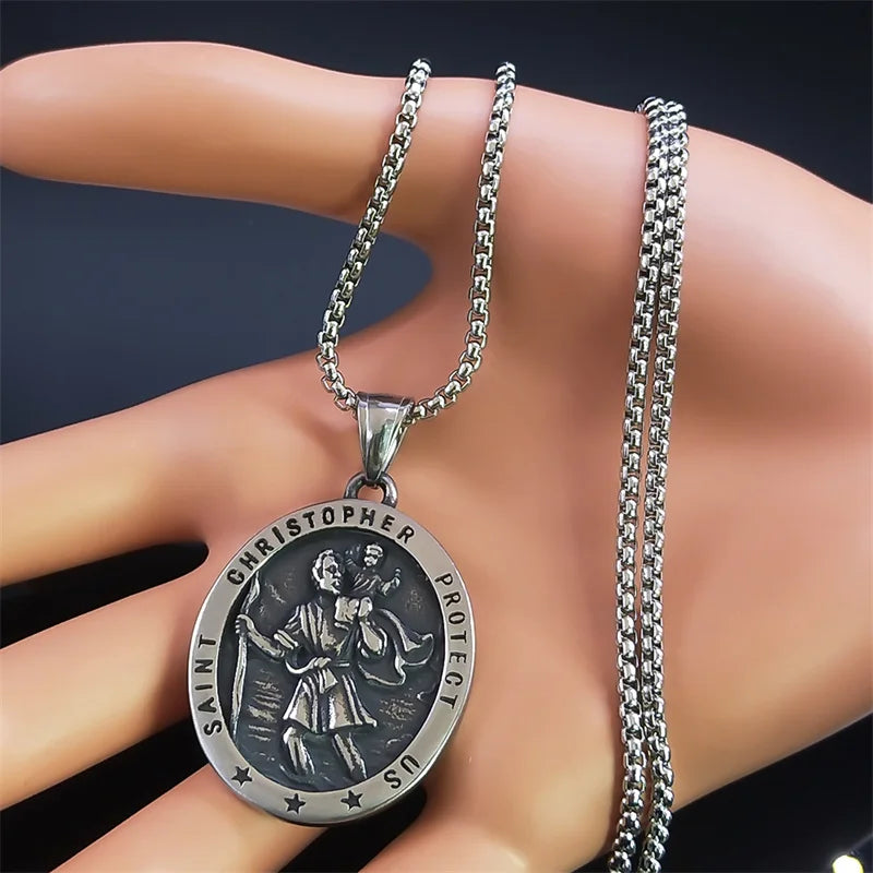 Stainless Steel Protection Amulet Necklace