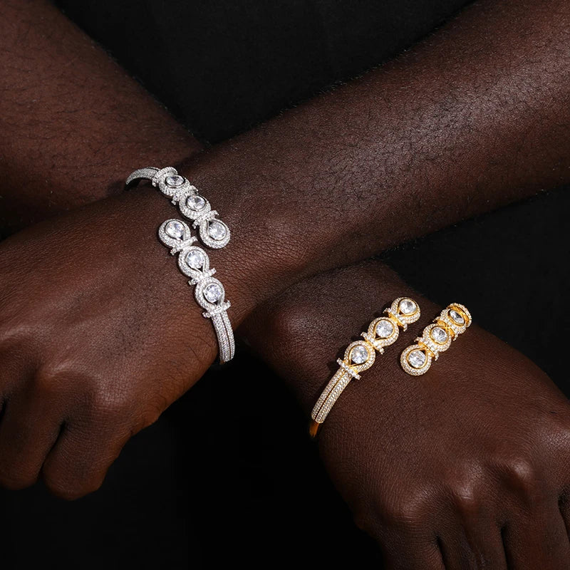 TUHE Luxury Moissanite 925 Silver Hip-Hop Bangle