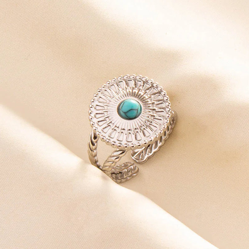 Boho Turquoise Adjustable Ring 