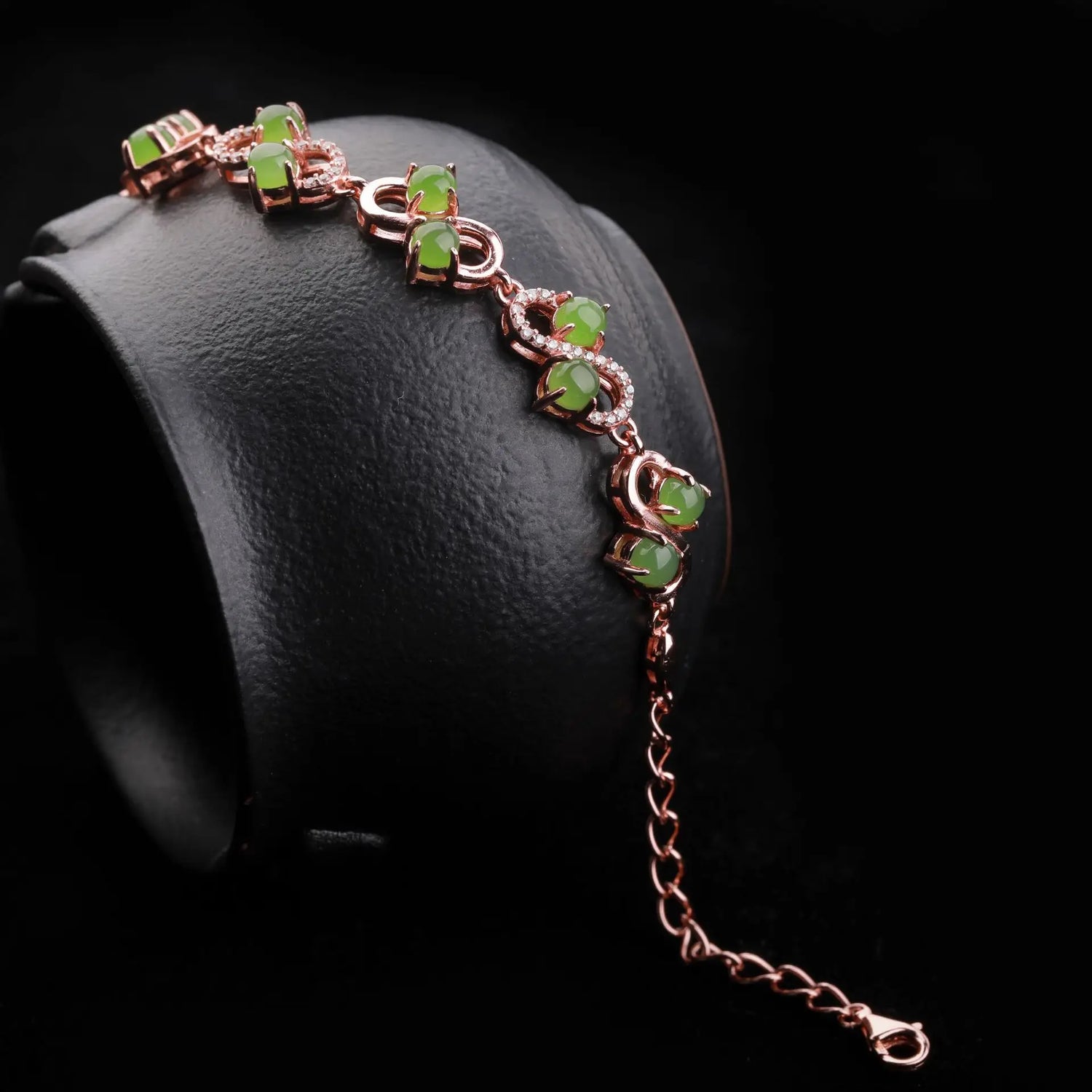 Rose Gold Plated S925 Silver Natural Jade Bracelet 