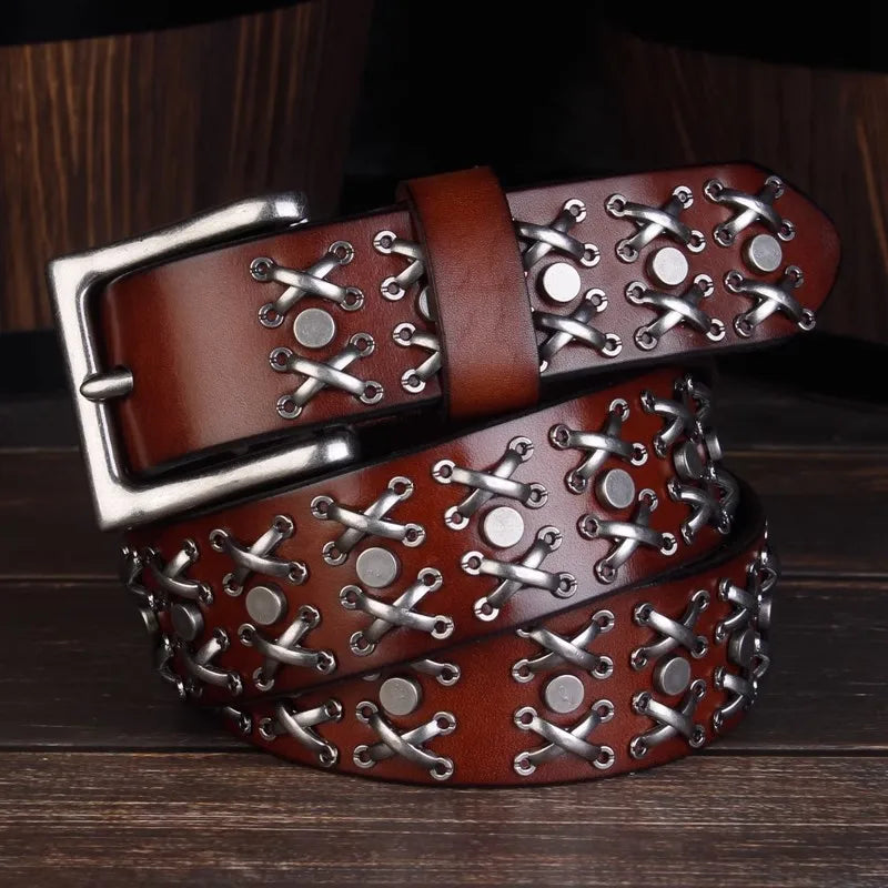 Genuine Leather Punk Rock Belt