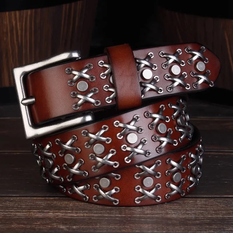 Handmade Genuine Leather Punk Rock Belt