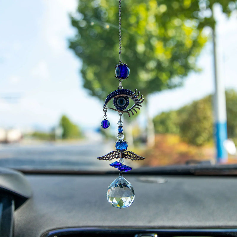 Blue Evil Eye Butterfly Amulet with Rhinestones