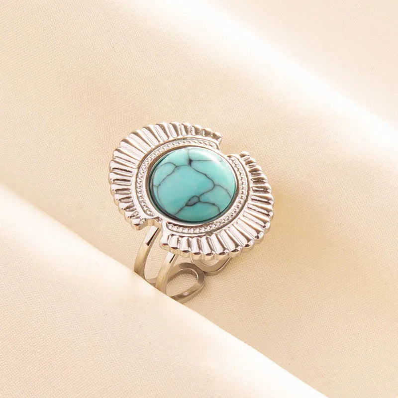 Boho Turquoise Adjustable Ring 