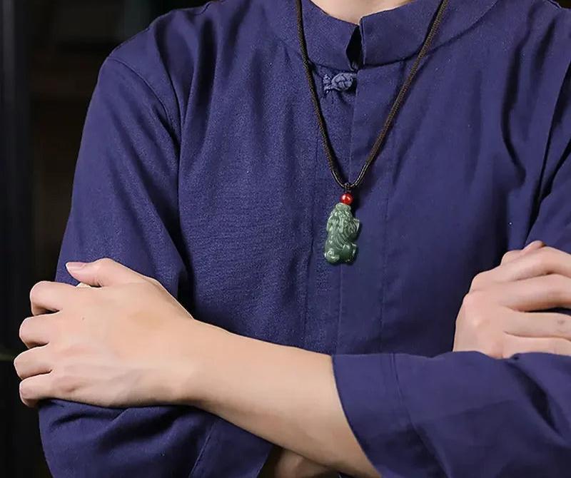 Hand-Carved Hetian Jade Pendant 