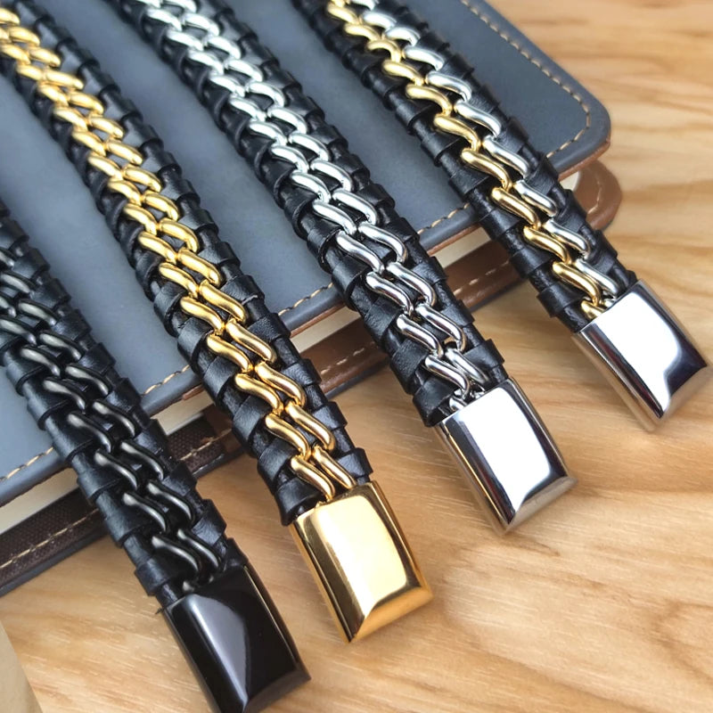 Men's Leather Chain Bracelet