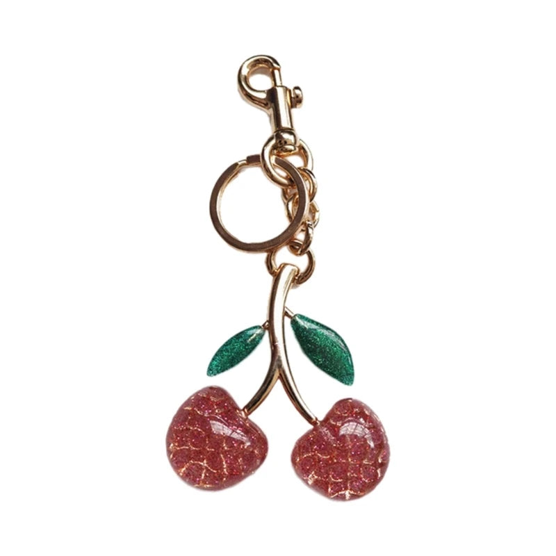 Elegant Crystal Cherry Keychain 