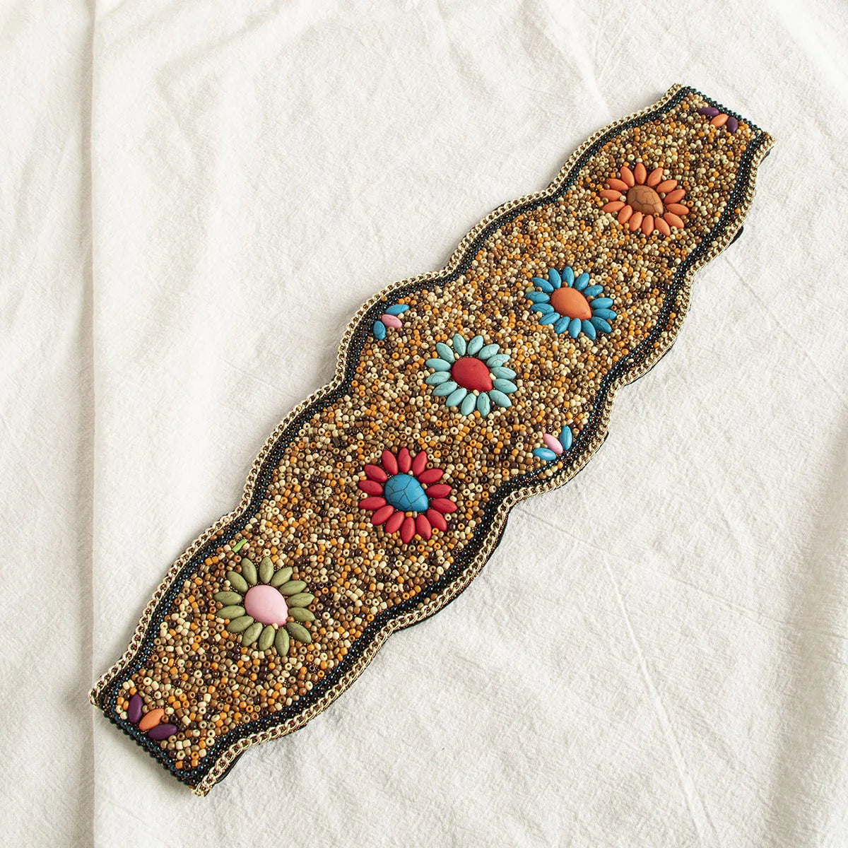 Turquoise Beads Elastic Corset Belt
