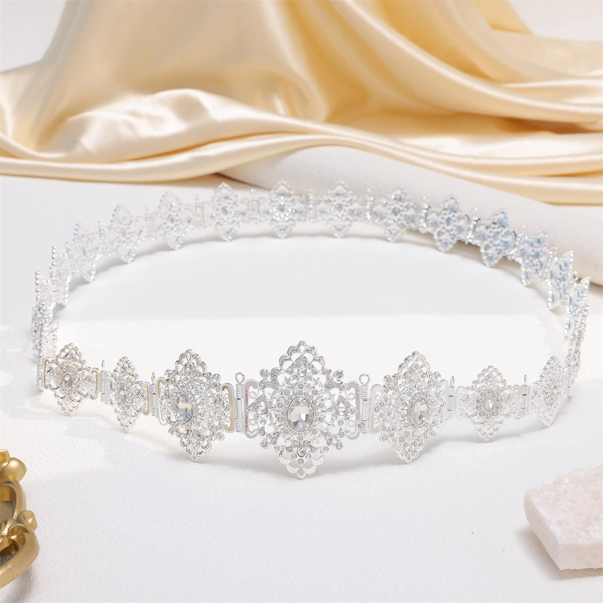 Middle Eastern Bride Retro Alloy Belt With Shiny Rhinestone Clothing Matching Chain Moroccan Waist Chain