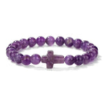 Natural Stone Cross Beaded Bracelet