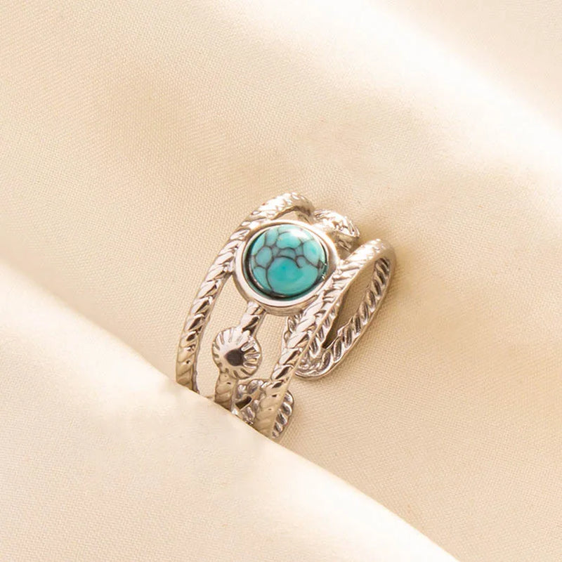 Boho Turquoise Adjustable Ring 