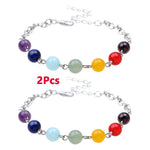 2Pcs 7 Chakra Reiki Healing Crystal Yoga Bracelets 