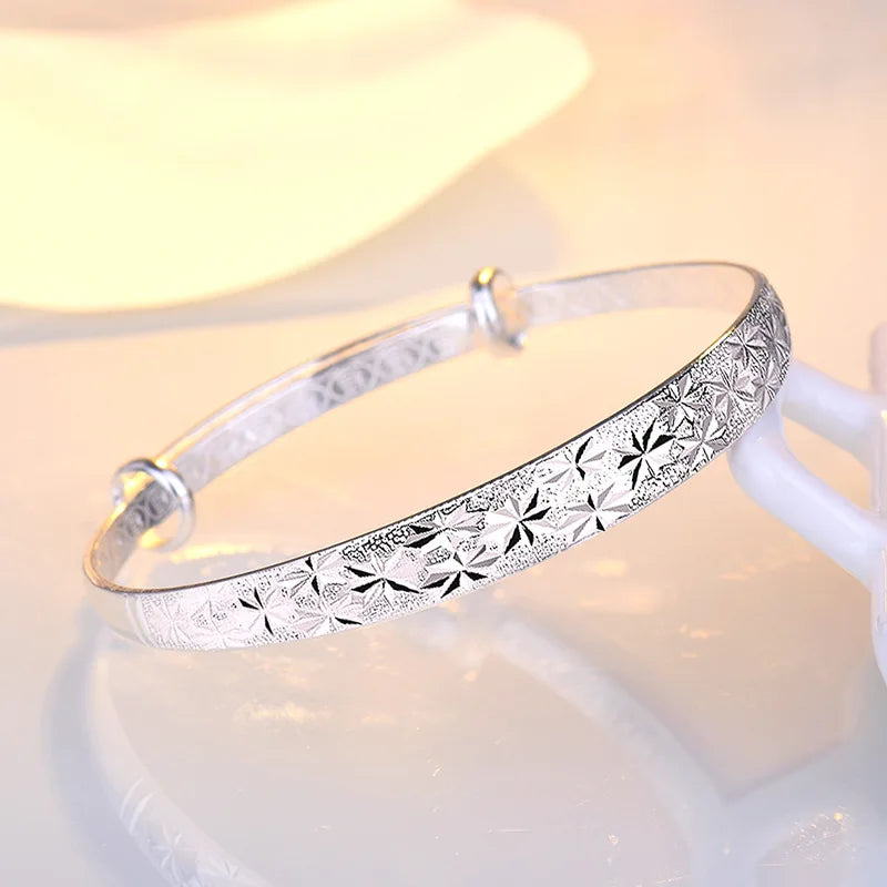 Silver Gypsophila Star Cuff Bracelet